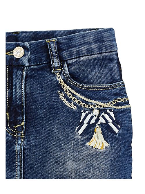 Minigonna jeans, bambina, ricamata. MONNALISA | 19A704 10500055